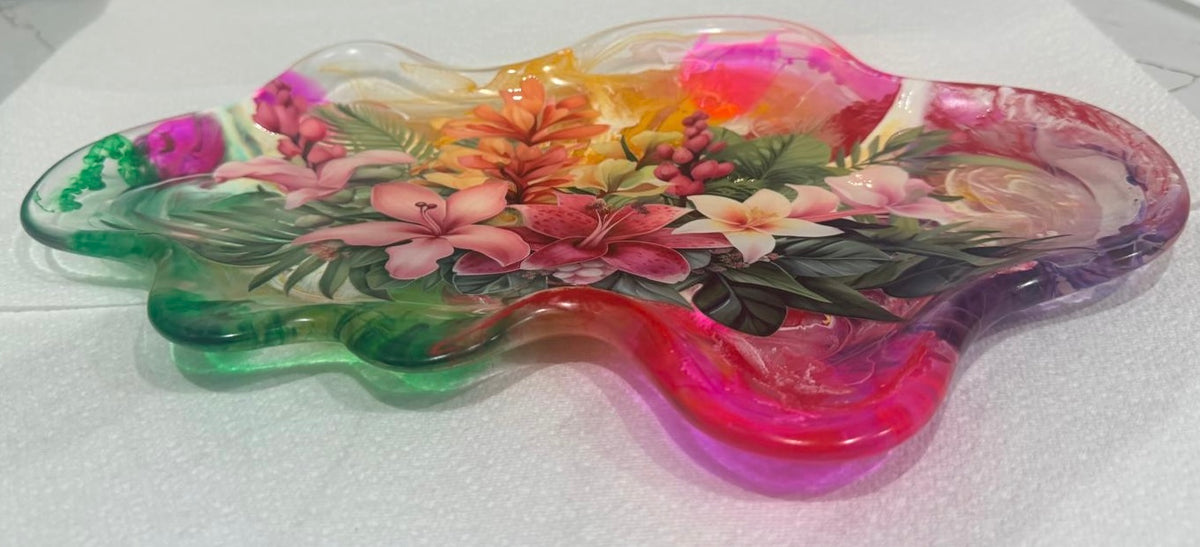 Handmade Floral Resin Tray
