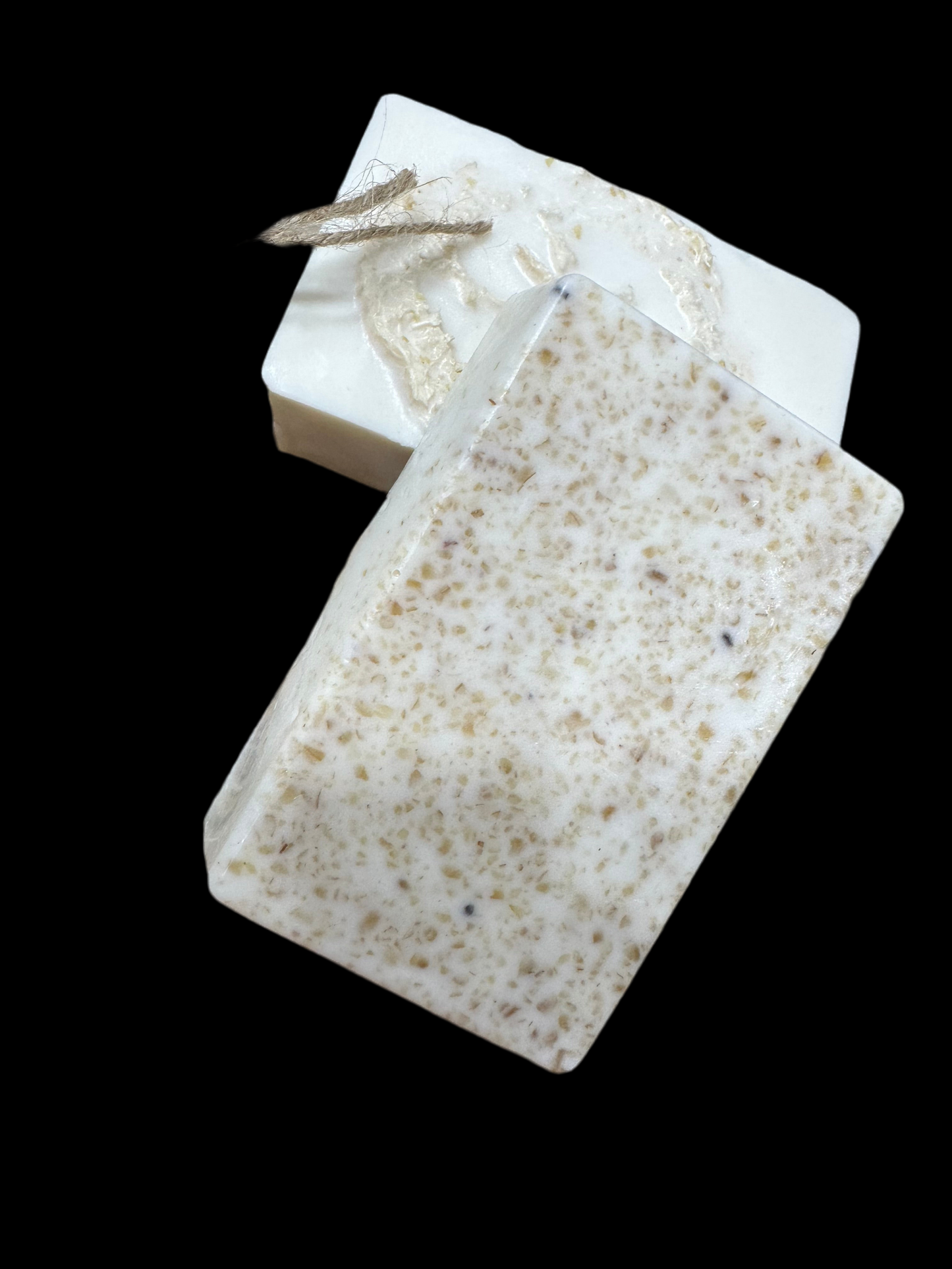 Oatmeal and Shea Butter Loofah Scrub Handmade Soap Bar - hanging cord