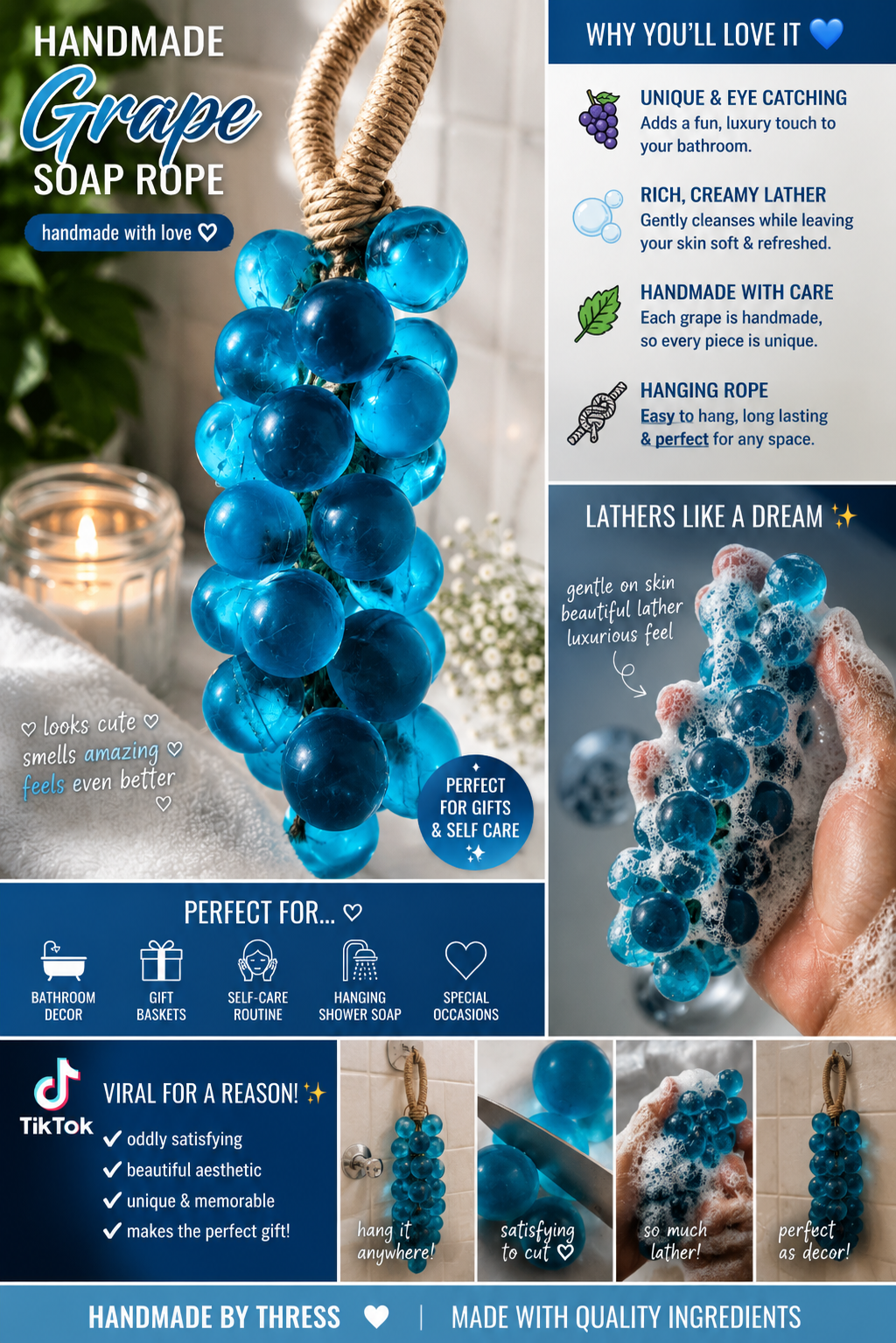 Blue scented grape soap cluster