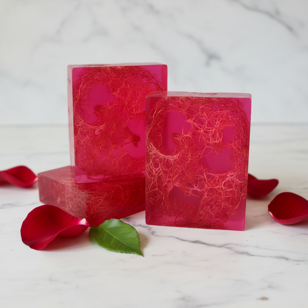 Pink Loofah Exfoliating Handmade Soap Bar