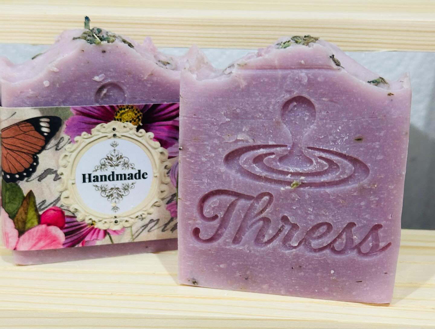 Handmade Lavender Cold Process Soap Bar crafted with care by Thress.co.uk This calming soap gently cleanses the skin while the soothing lavender scent helps promote relaxation. Perfect for daily use and suitable for most skin types