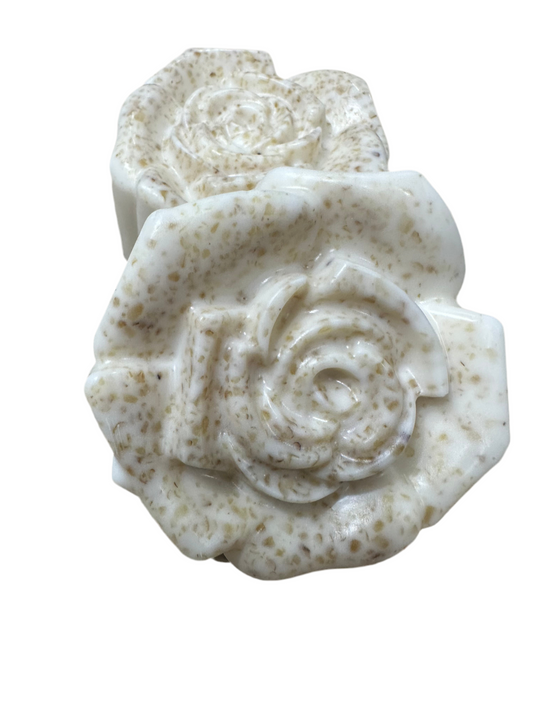 Scented Shea Butter and Oatmeal Rose Shaped Handmade Soap Bar (twin set)