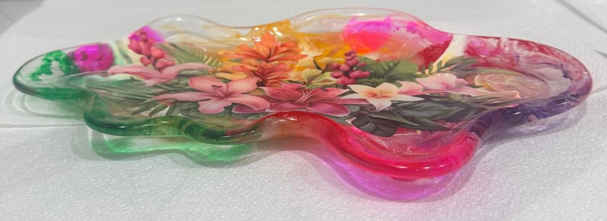 Handmade Floral Resin Tray