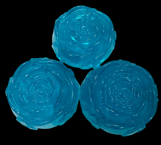 Scented Rose Shaped Handmade Blue Soap Bar x2