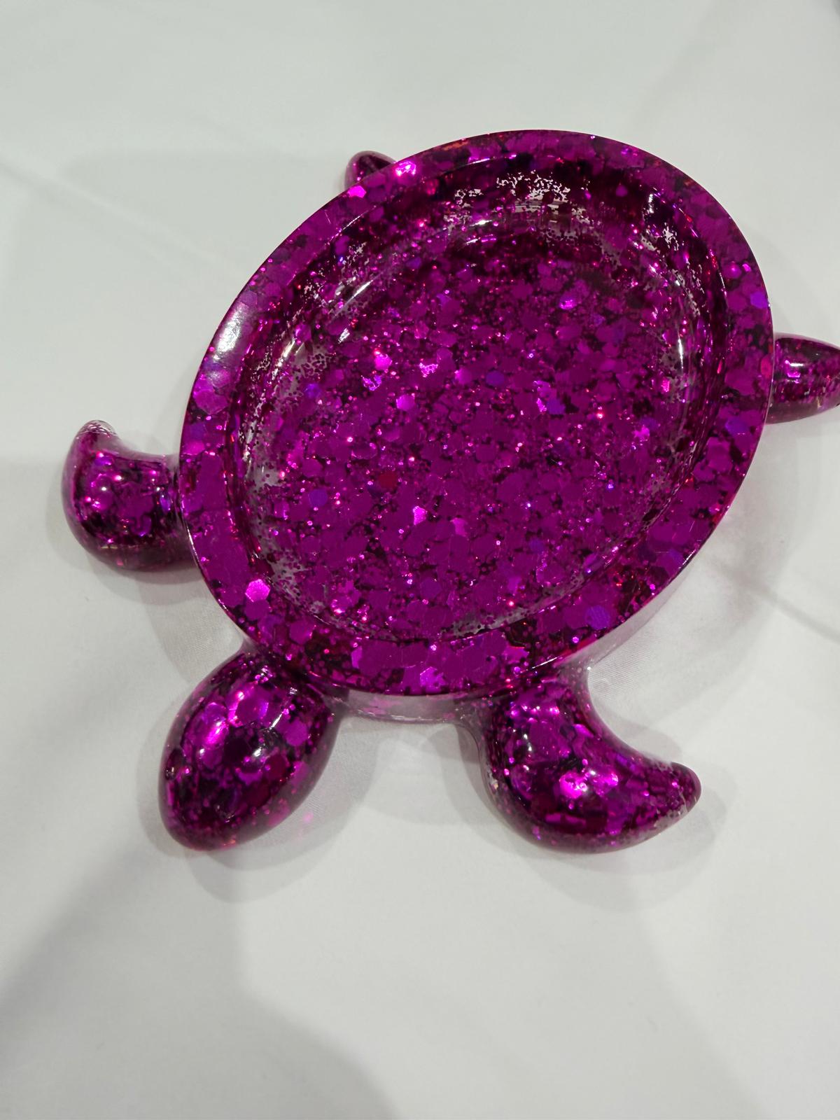Fuchsia Sparkle Turtle Trinket Dish