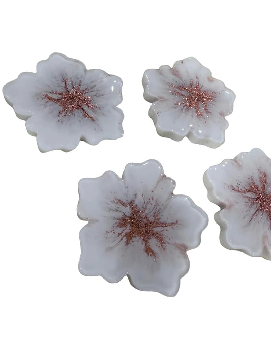 Blush Blossom Resin Coaster Set