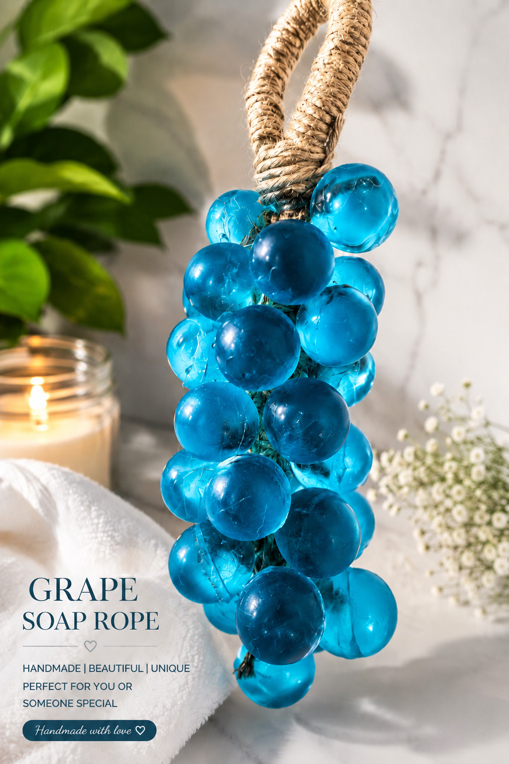 Blue scented grape soap cluster