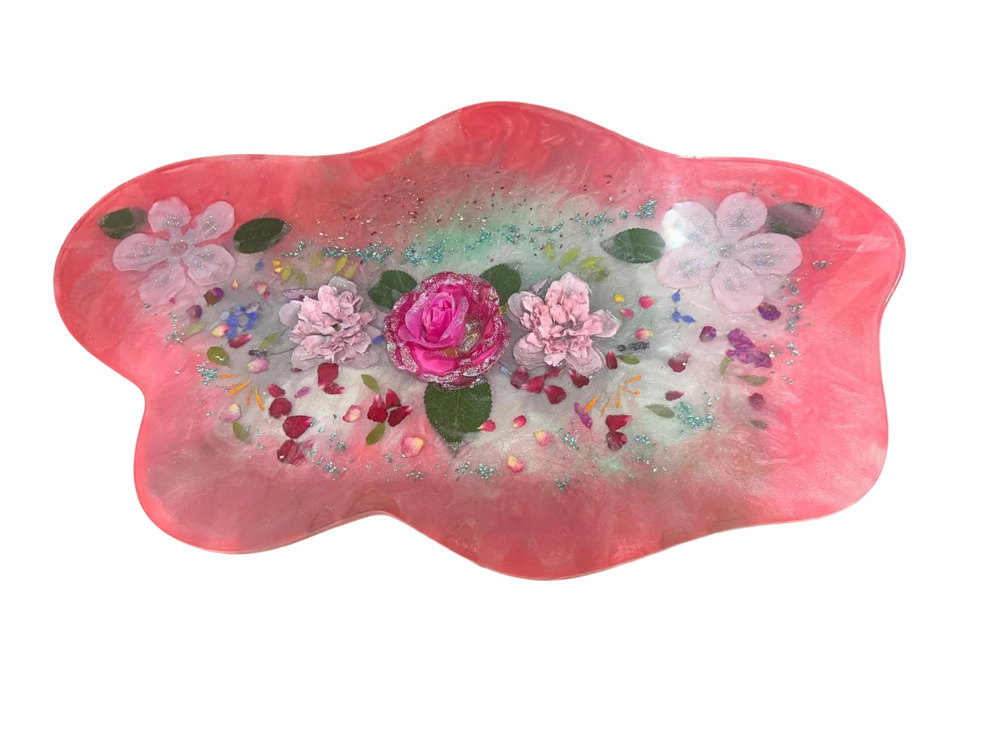 Pink Floral Resin Centerpiece – 24” x 16”