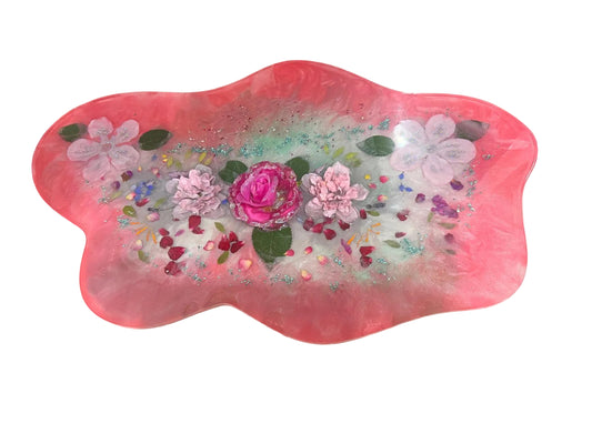Pink Floral Resin Centerpiece – 24” x 16”