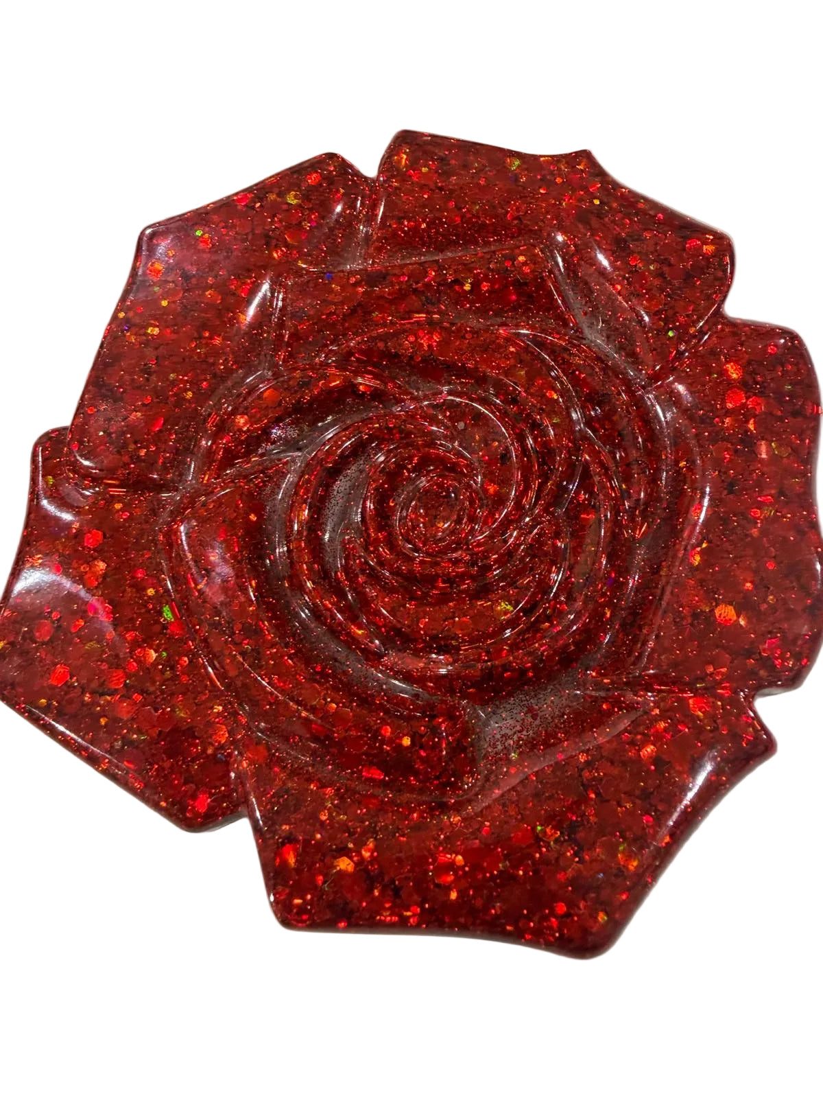 Luxury Red Glitter Rose Resin Coaster