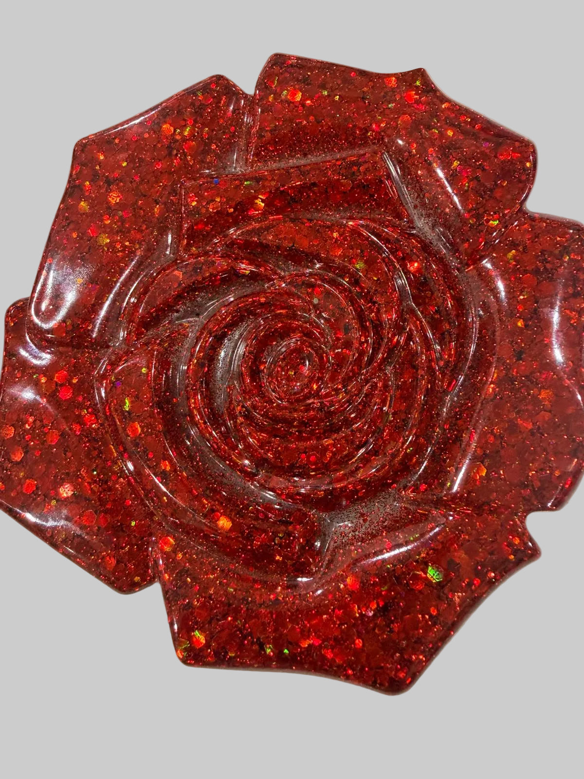 Luxury Red Glitter Rose Resin Coaster