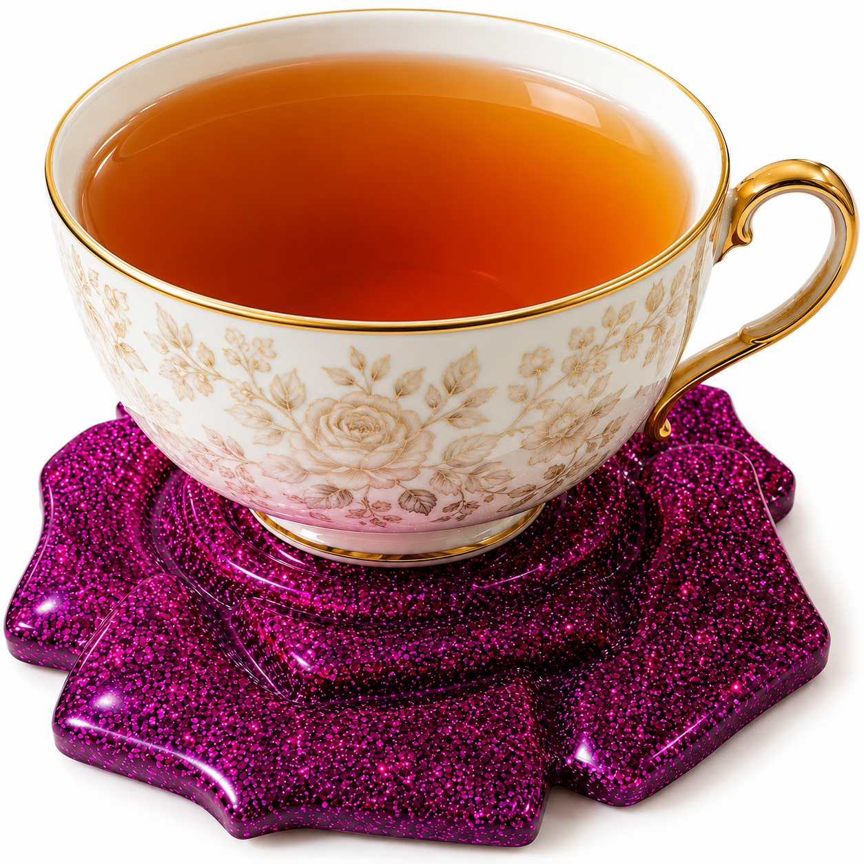 ✨ Luxury Magenta Glitter Rose  Coaster x 1