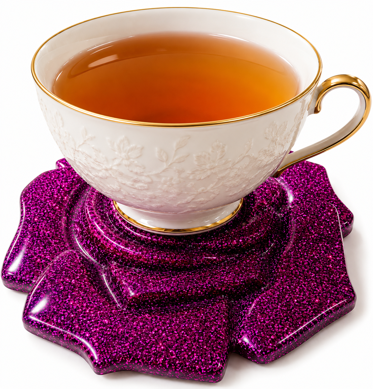 ✨ Luxury Magenta Glitter Rose  Coaster x 1