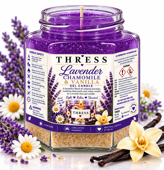 THRESS Lavender, Chamomile & Vanilla Scented Gel Candle 270ml