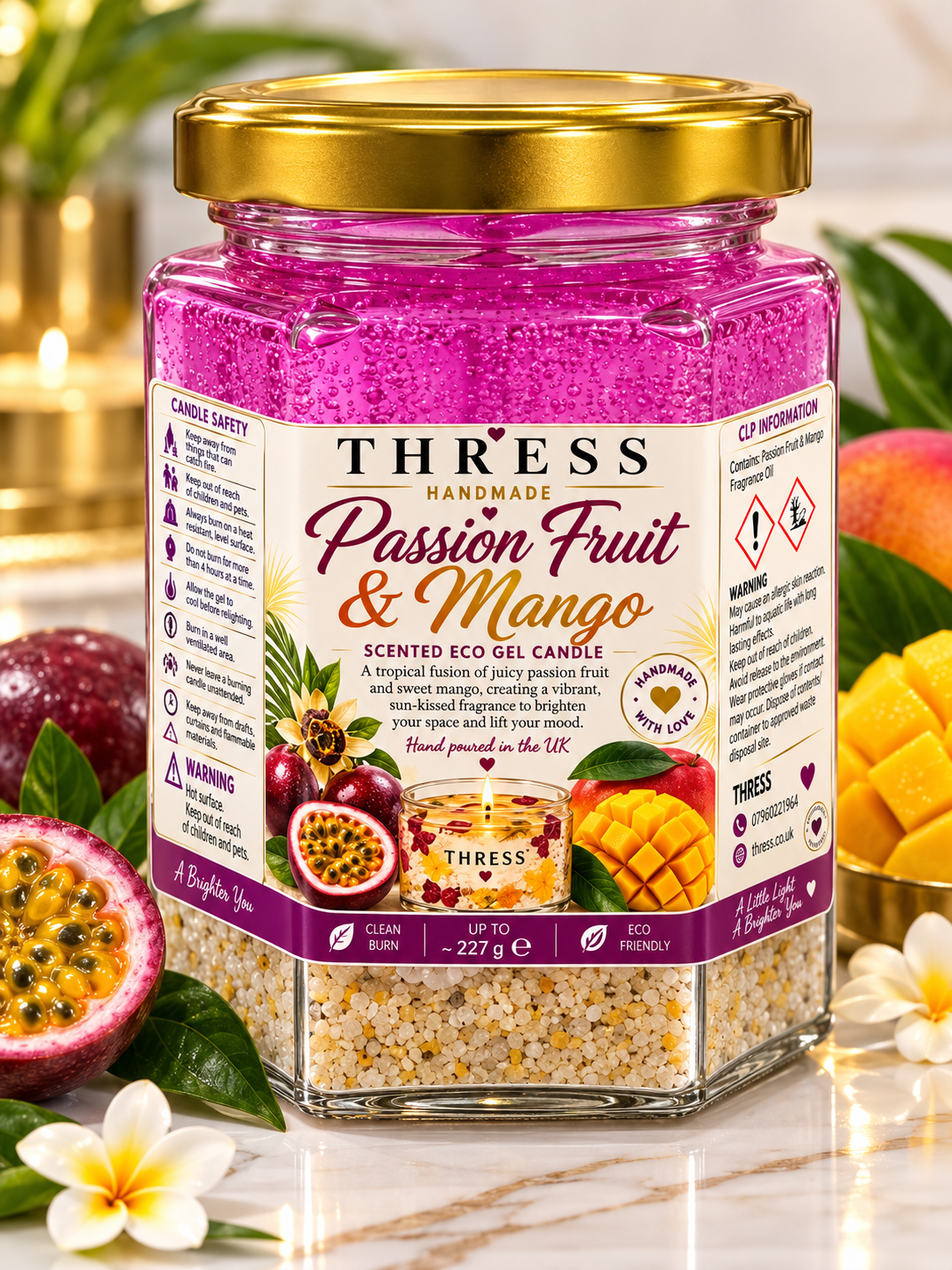🥭 THRESS Passion Fruit & Mango Scented Eco Gel Candle 270ml