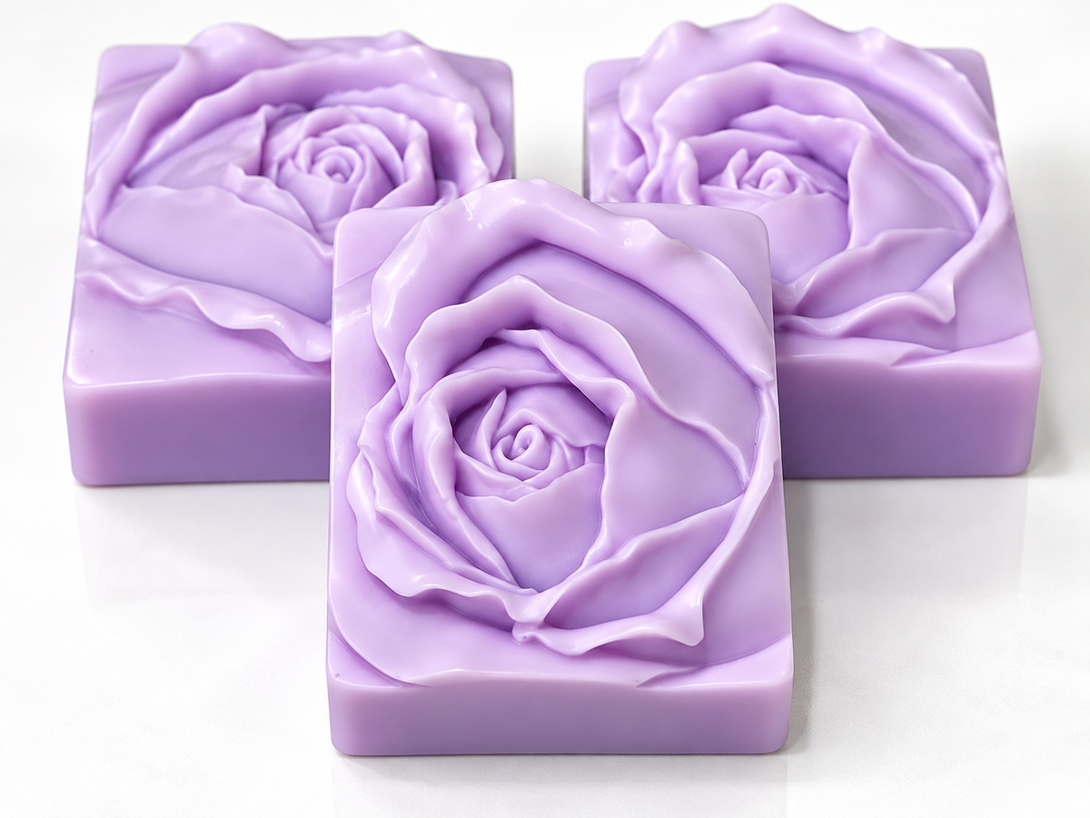 💜 Lavender & Mint Rose Soap x3
