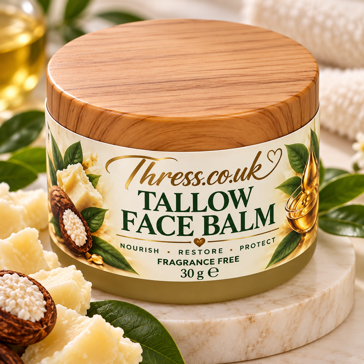 Thress.co.uk – Luxury Tallow Face Balm

Nourish • Restore • Protect  30ml